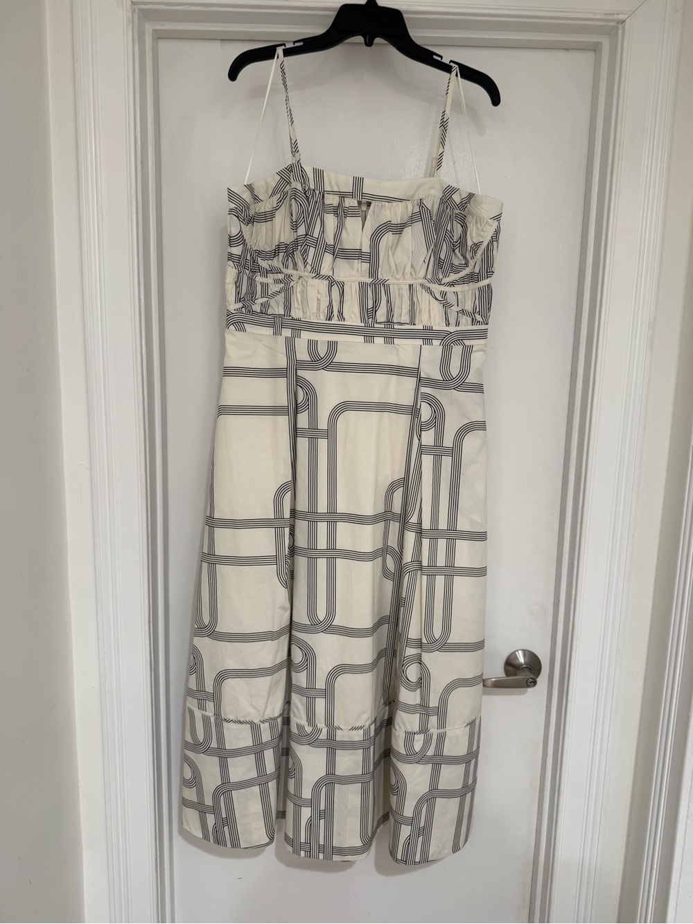 Cream & Gray Geometric Maxi Sundress